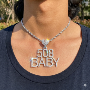 Colgantes de Plata de Ley 925 con Diseño de Corazón Roto, Letras, Números y Diamantes Cultivados en Laboratorio, Estilo Hip Hop, Unisex, Personalizables, Regalo de Moda - Product Image 1