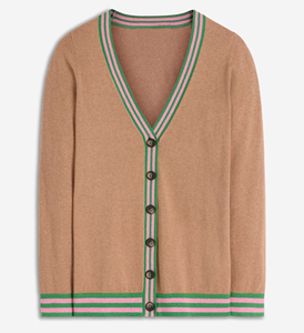 Cárdigan de punto para hombre con rayas verdes y rosas, manga larga, para otoño - Product Image 1
