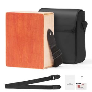 Cajon, instrument de percussion en bois, cordes de guitare, conga acoustique portable, caisse claire en bouleau, peaux de batterie en érable, sac de transport, sangle - Product Image 1