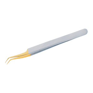Pinzas para pestañas chapadas en oro a bajo precio, con punta recubierta de plasma y chapada en oro, fáciles de usar, herramientas para artistas de pestañas. - Product Image 1
