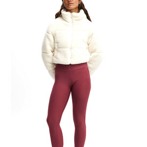 Women's Full Zip Fleece Short <b>Jacket</b> Warm Winter Long Sleeve Hooded Sherpa Crop Zipper Windproof Plain Dyed <b>Heated</b> Breathable - Product Image 3