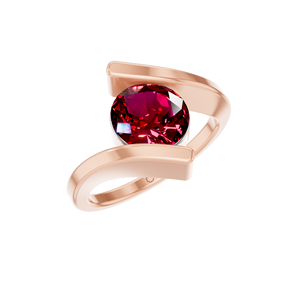 Bague de fiançailles en or massif 14 carats, taille ovale classique, pierre précieuse rubis cultivée en laboratoire, rose jaune blanc de haute qualité pour anniversaires - Product Image 3