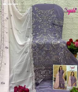 Fabricante de conjuntos de salwar-suit y dupatta semisellados de georgette de alta calidad con bordados y trabajo khatli, de Surat. - Product Image 3