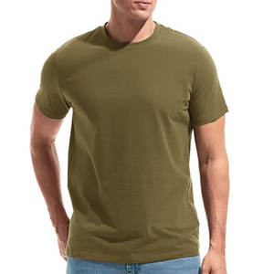 T-shirt personnalisé pour homme en coton 100% vert olive, col rond, manches courtes, haut d'été |   Coupe classique, écologique et respirant - Product Image 6