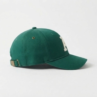 Casquette de baseball verte avec lettre A brodée en blanc, 6 panneaux, ajustée, unisexe, décontractée