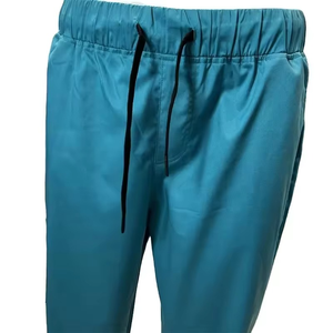 Pantalon de travail médical unisexe, couleur turquoise, polyester tissé, taille élastique avec cordon de serrage, poche, uniforme médical - Product Image 5