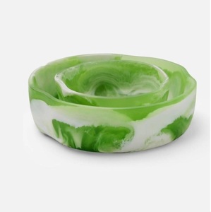 Bol de service en résine vert pomme effet marbre, résistant à la chaleur, non revêtu, poli, design moderne, fabrication impériale, pour fêtes et maison - Product Image 5
