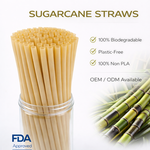 Pajitas de Caña de Azúcar Ecológicas Biodegradables, Pajitas de Bagazo de Caña de Azúcar para Té con Leche, de Vietnam, en Venta - Product Image 1