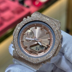 Reloj Digital de Lujo en Oro Rosa, Cuarzo Analógico, Correa de Acero Inoxidable de 20 mm, Bisel Brillante, Pantalla Mixta, Uso Casual - Product Image 3