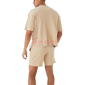 Survêtement décontracté pour hommes 100% coton à manches courtes surdimensionné Logo personnalisé T-shirt respirant deux pièces ensembles courts - Product Image 2