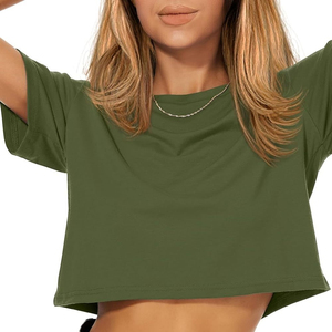 Trendy Stylish High Quality Women's Breathable Solid Canvas <b>Crop</b> <b>Top</b> T-Shirts 100% Cotton Eco-Friendly Anti-Wrinkle Quick Dry - Product Image 4