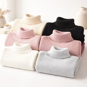 Pull en maille à col montant style coréen pour femme, coupe ajustée, élégant, essentiel vintage, brodé, idéal pour l'hiver - Product Image 2