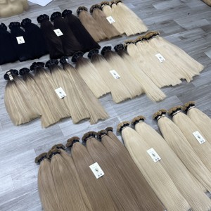 Alta calidad para puntas de queratina marrón claro Rubio degradado, alineación de cutícula, extensiones de cabello humano vietnamita recto, trama única - Product Image 3