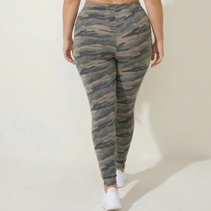 Leggings taille haute imprimé camouflage, longueur intégrale, extensibles, tricotés, sportifs, pour femmes, grandes tailles, pour l'entraînement et le yoga - Product Image 1