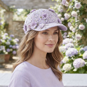 <b>Women</b> Lace <b>Baseball</b> <b>Hat</b> With Elegant Floral Embroidery Rhinestone Decoration Adjustable Closure Casual Streetwear Headwear - Product Image 4