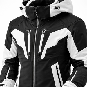 Premium Hooded <b>Ski</b> <b>Jacket</b> Black <b>White</b> Design Waterproof 10,000mm Windproof Eco-Friendly Insulated Winter Supplier Bulk Unisex - Product Image 4