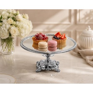 Round Glass <b>Cake</b> <b>Stand</b> with Ornate Base Handmade for Elegant Dessert Serving - Product Image 6