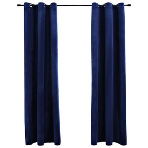 Blu Navy 37 "x 63" tende oscuranti in velluto con anelli Set 2 pezzi - Product Image 1