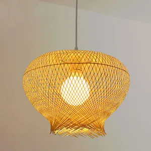 Best-seller Grand lustre en bambou Lampe suspendue zen rustique créative de style sud-est asiatique pour salons de thé d'hôtel - Product Image 5