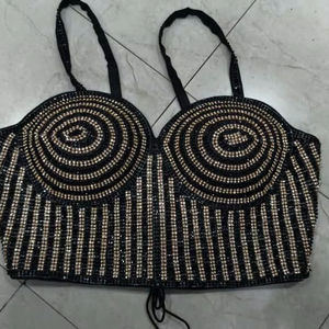 เสื้อรัดตัวสีดำและสีทอง ประดับคริสตัล - Product Image 1