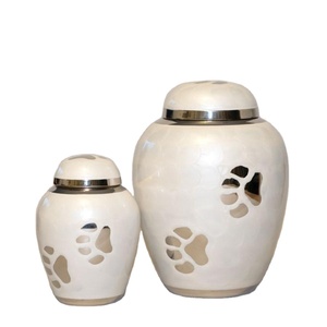 Urnas de cremación de esmalte blanco con forma de cúpula para cenizas de mascotas, estampado de pata plateada por urna, recuerdo, cenizas, artesanías, urnas pequeñas, lo último - Product Image 6