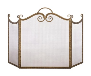 French Country Scroll Metal Fireplace <b>Screen</b> Folding Three Panel Fine Mesh Spark Guard Decorative Hearth <b>Protector</b> - Product Image 4