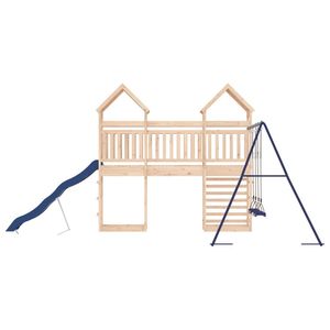 Juego de juegos al aire libre de madera de pino natural maciza con columpios grandes - Product Image 6