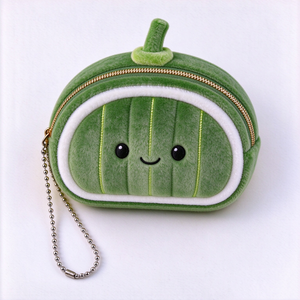 Monedero de Peluche Personalizado con Forma de Calabaza Verde, con Cierre y Cadena, Accesorio Unisex para Niños de 3 Años en Adelante - Product Image 6