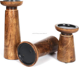 Candelero de madera de forma personalizada hecho a mano de alta calidad para decoración de mesa de fiesta de boda de India - Product Image 1