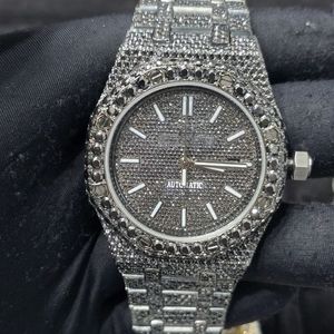 Montre mécanique automatique de luxe VVS Moissanite Diamond Hip Hop Iced Out avec cadran à aiguilles en acier inoxydable et verre saphir - Product Image 1