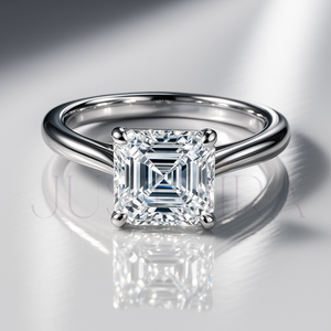 Bague solitaire à sertissage à griffes et diamant taille Asscher, très populaire, pour le quotidien, le bureau et les mariages, un cadeau élégant pour elle - Product Image 3