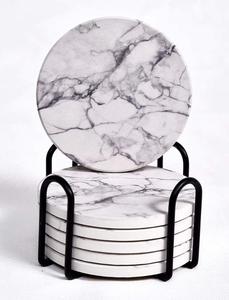 Juego de posavasos redondos de mármol negro, tapetes de piedra natural de lujo para bebidas, protección de mesa, decoración del hogar - Product Image 2