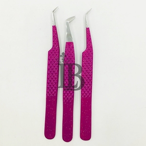 <b>Top</b> Trend Sustainable Stainless Steel Eyelash Extensions Tweezers Purple Color Tweezers 45 Degree Boot Volume Eyelash Tweezers - Product Image 3