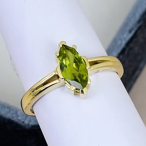 Natural <b>Peridot</b> <b>Ring</b> Solid 925 Sterling Silver Gold Plated Marquise Gemstone Prong Setting Classic Women Engagement <b>Ring</b> - Product Image 2