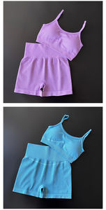 Conjuntos de Yoga para Mujer, con Botones de Encaje, Corte Regular Informal, 2 Piezas, Sin Costuras, Spandex/Poliéster, Transpirable, de Secado Rápido - Product Image 5