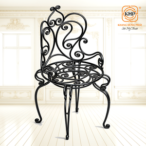 Chaise de jardin en fer forgé, forgée à la main, avec revêtement en poudre, motif floral, idéale pour les restaurants, cafés et bars en plein air. - Product Image 1
