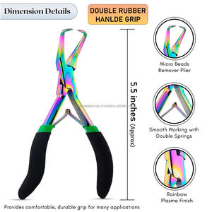 Outils d'extension de cheveux en acier inoxydable Microbead Closer and Remover Plier Bead enfileur de perles pour les cheveux Sectioning Ring Hair Puling Hook - Product Image 4