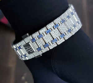 Reloj de Lujo BOJ A.P.54 con Esfera Azul, Índices y Diamantes VVS, Cuarzo, Moissanita, Acero Inoxidable, para Hombre y Mujer, Precio Bajo - Product Image 3