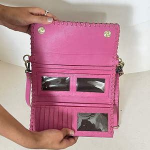 Nouveau Portefeuille Trifold pour Femme en Cuir de Vachette Véritable Fait Main, Fermeture Magnétique, Sac à Bandoulière Pochette, Vente en Gros Directe Usine - Product Image 6