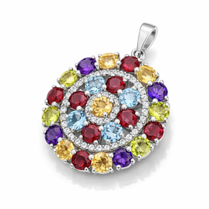 Rhaya Jewels – pendentif fleur en pierres précieuses naturelles pour femmes, 100% naturelles, plaqué rhodium, argent sterling, modèle minimaliste, cadeau raffiné - Product Image 4
