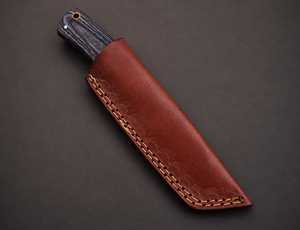 Couteau de chasse industriel UA Supplies, forgé à la main, en acier au carbone, à pointe fixe, lame droite, manche en bois, étui en cuir - Product Image 6