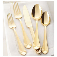 Ensemble de couverts élégants en acier inoxydable plaqué or, poli miroir, pour mariages, hôtels et décoration de table royale