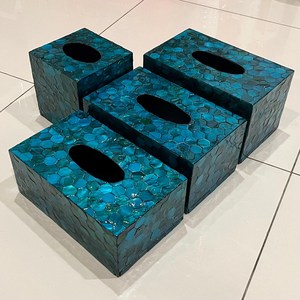 Coastal Style Europe Design Blue Shell Inlay Handmade Eco-friendly <b>Tissue</b> Box Cover <b>Holder</b> for Bathroom <b>Kitchen</b> Living Room Home - Product Image 4