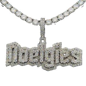 Tendencia Iced colgante diamante Bail personalizado letras apiladas colgante nombre personalizado collar Hip Hop hombres Joyería de diamantes - Product Image 1