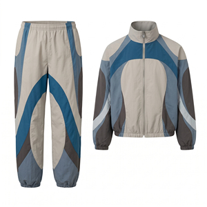 Conjunto Deportivo Personalizado Estilo Vintage Y2K para Hombre, Chaqueta y Pantalones de Nailon con Bloques de Color, 2 Piezas, Ropa Deportiva Urbana - Product Image 1