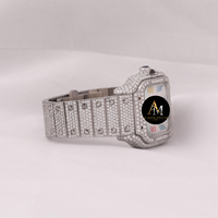 Montre élégante à mouvement quartz ETA en acier inoxydable, style hip-hop, luxe, avec moissanite VVS, cadran analogique, verre, date automatique, unisexe
