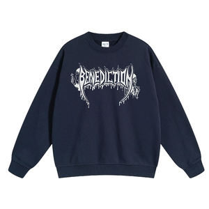 Sweat-shirt unisexe personnalisé en coton 100% pour l'hiver, coupe oversize, col rond, broderie machine, style streetwear, pull uni - Product Image 1