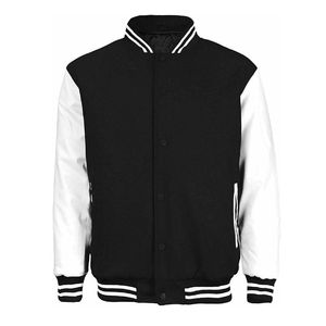 Men's Fashion Varsity Bomber <b>Jacket</b> <b>with</b> Faux Leather Sleeves, Ribbed Knit Collar, Button Front, Soft <b>Lining</b> and Functional SidE - Product Image 1