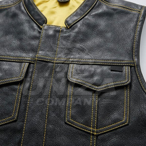 Classic Black Cowhide Winter Casual Outerwear with Adjustable Straps Motorbike <b>Leather</b> <b>Vest</b> Button Front for <b>Men</b> - Product Image 6
