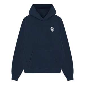 เสื้อฮู้ดดี้เนื้อผ้าริบบ์แบบหนา สีกรมท่า แขนยาว ผ้าฝ้ายนุ่ม สวมใส่สบาย สไตล์ลำลองสำหรับผู้ชาย ทรงพอดีตัว คุณภาพพรีเมียม - Product Image 1